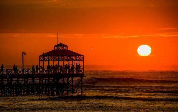 Coucher Soleil Avec Une Couleur Orange Forte — Photo