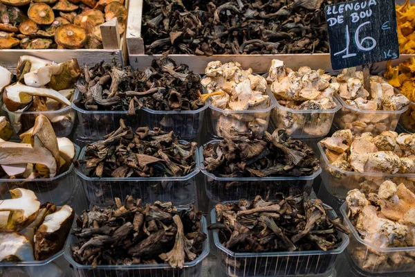 Různé Typy Hub Hub Trhu Mercado Boqueria — Stock fotografie