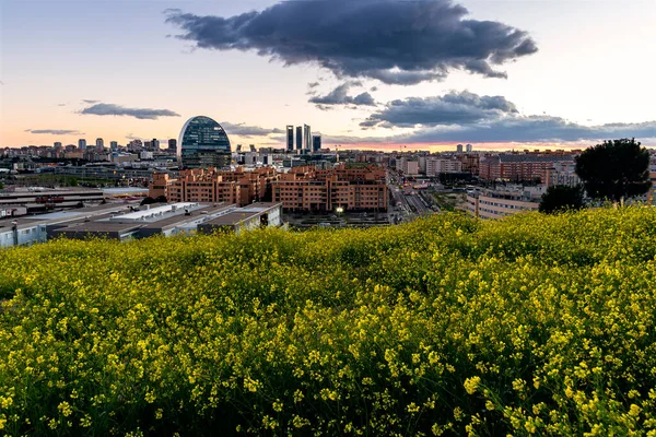 Madrid Spanien Mars 2020 Panoramautsikt Över Madrids Silhuett Från Kullen — Stockfoto