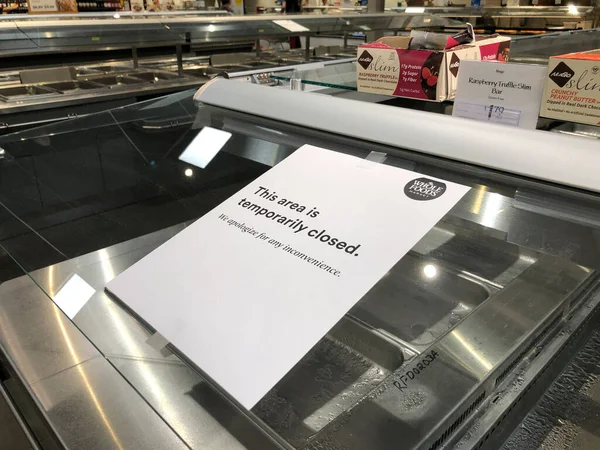 Fermeture Bars Libre Service Dans Marché Des Aliments Entiers — Photo