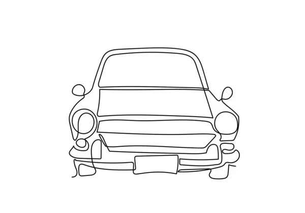 One Single Continuous Line Drawing Old Vintage Car Line Draw — Stock Photo, Image