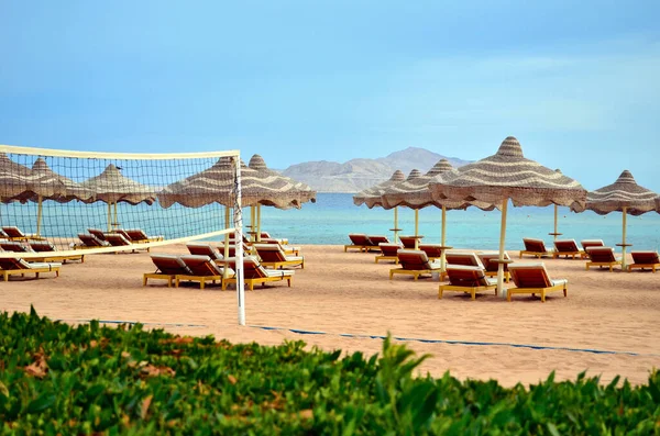 Gyönyörű Strand Szálloda Első Sorban Egyiptomban — Stock Fotó