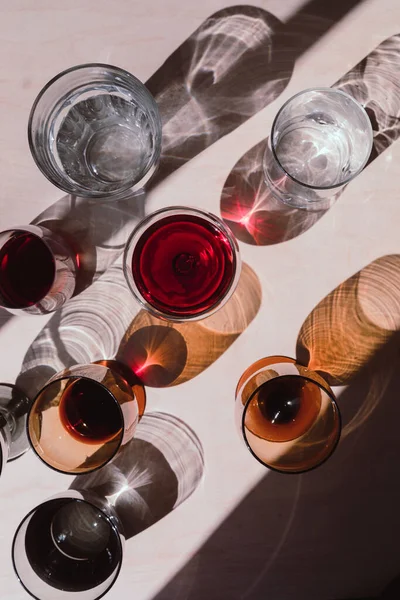 Glasses Red Wine Background Close — 스톡 사진