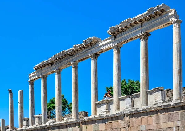 Pergamon Turkey 2019 土耳其帕加蒙古希腊城市狄俄尼索斯神庙的废墟 — 图库照片