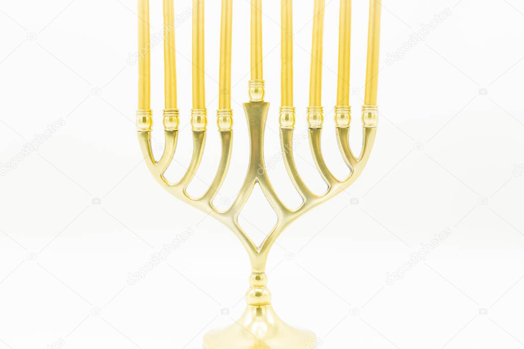 Large menorah lampstand, Judaism religious symbol 