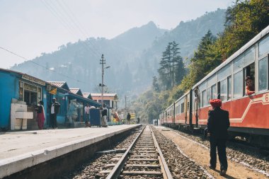 Toy Train stop during the route from Kalka to Shimla clipart