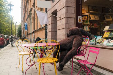 Sodermalm Mariatorget 'deki çocuk kitapçısı kafesi 