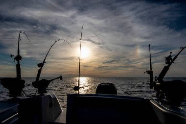 Outriggers set for Salmon fishing on Lake Michigan