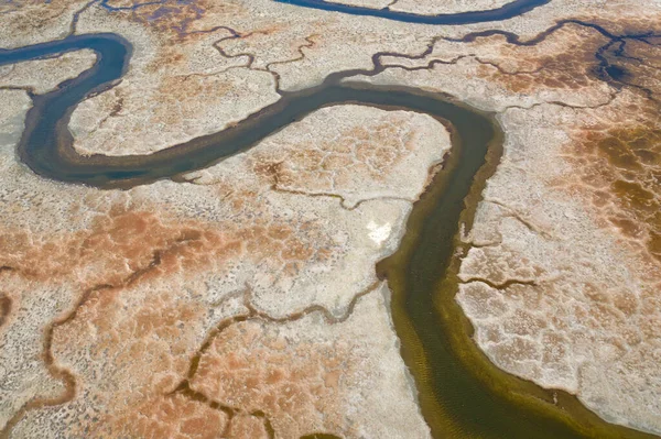 Antenas Alrededor Salt Ponds Strange Waterways San Franc — Foto de Stock