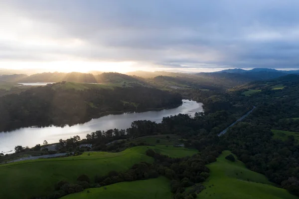 Brilliant Sunrise Spreads Ray San Pablo Resevior — Stock Photo, Image