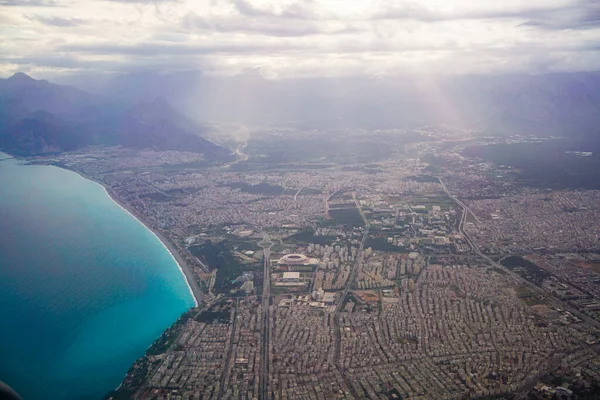 Blick Auf Antalya Aus Dem Flugzeug Frühling — Stockfoto