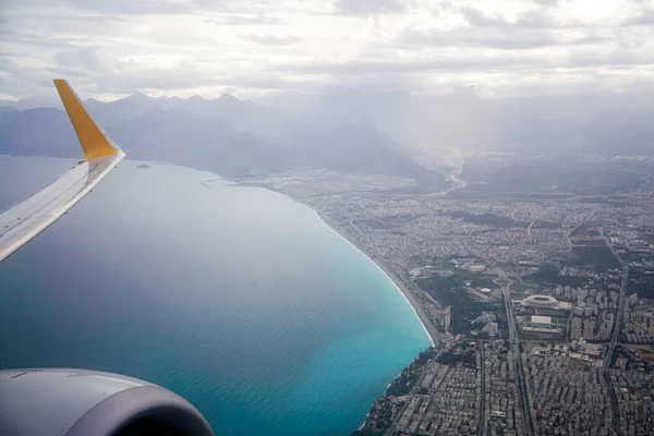 Vista Antalya Desde Avión Primavera — Foto de Stock