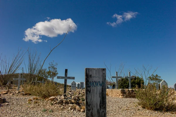 Old Unknown Graves Boot Hill Cemetery Blue Sky Cloud — Stock Photo, Image