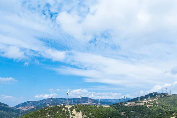 Chain Windmills Mountainside Mediterranean — Stockfoto