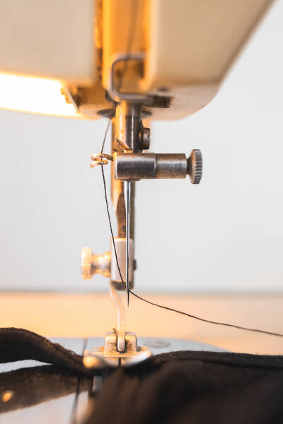 close-up view of sewing machine