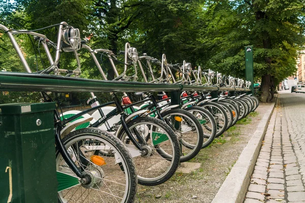 Fahrradverleihstation Mariatorget Sodermalm — Stockfoto