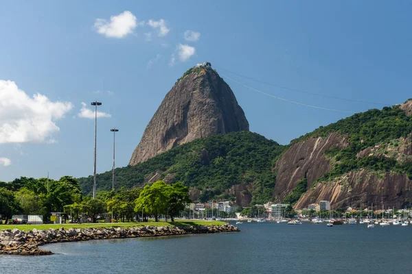 Gyönyörű Kilátás Sugar Loaf Hegyre Egy Napos Napon Rio Janeiro — Stock Fotó