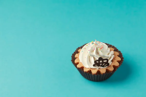 Cupcake Blå Bakgrund — Stockfoto