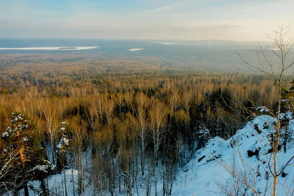 Inverno Paisagem Ural Horizontes Florestais — Fotografia de Stock