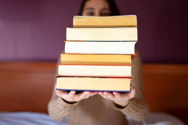 Teacher Giving Pile Books Concept Overwork — Stock Photo, Image