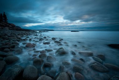 Rugged Maine Acadia Nat 'l Park' ta Boulder Sahili Gündoğumu