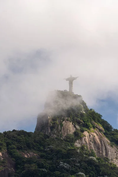 Vista Para Cristo Redentor Estátua Topo Corcovado Mountain Rio Janeiro — Fotografia de Stock