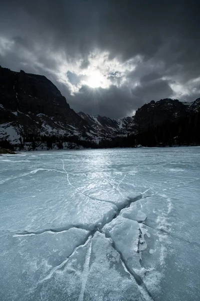 Sky Pond Frozen Colorado Winter — Stock fotografie