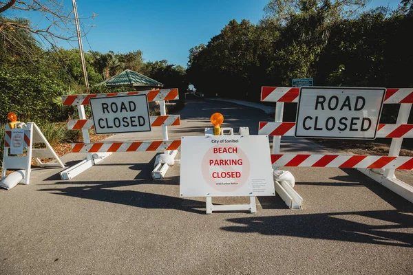 Florida Beaches Closed Covid Quarantine Sanibel Island — стокове фото