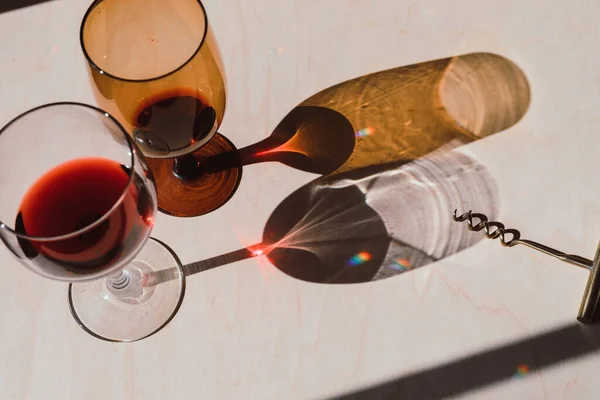 Glasses Wine Table Close — Stockfoto