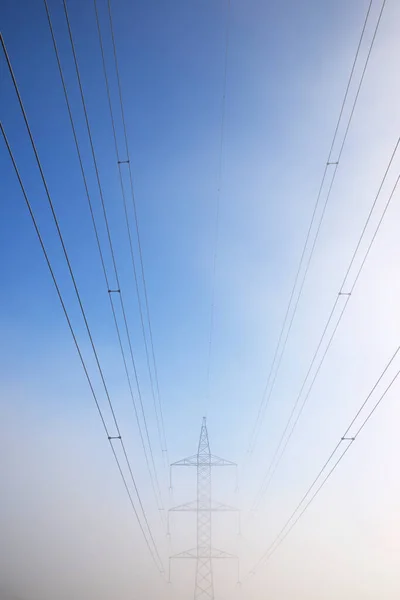 Elektrické Vedení Provincii Zaragoza Aragon Španělsku — Stock fotografie