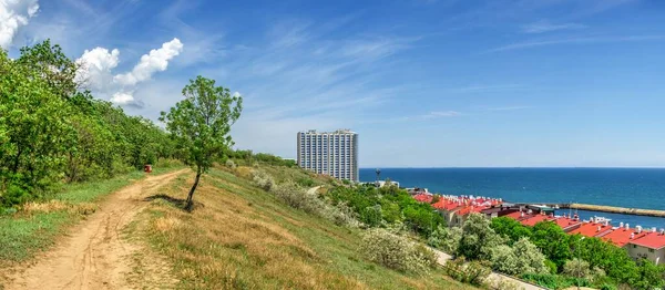 Odessa Ucrânia 2020 Vista Panorâmica Novo Microdistrito Desenvolvimento Encostas Odessa — Fotografia de Stock