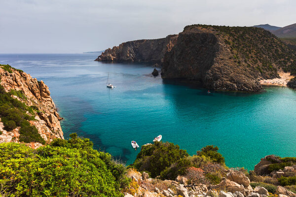 Picturesque beach on the west coast in Sardinia