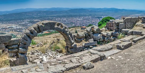 Ruines Ville Grecque Antique Pergame Turquie Grande Vue Panoramique Sur — Photo
