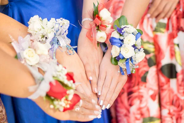 Prom Wrist Bouquet Hands — стоковое фото