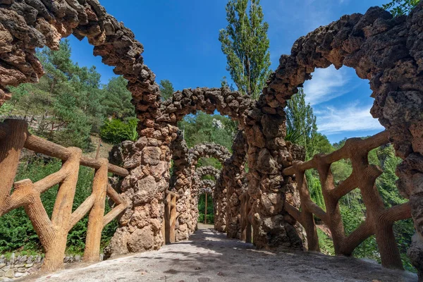 Vista Para Aldeia Pobla Lillet Catalunha Papel Parede Natureza — Fotografia de Stock