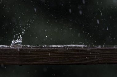 Yağmur damlalarının yakın plan görüntüsü