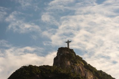 Beautiful view to Christ the Redeemer Statue on top of Corcovado Hill clipart