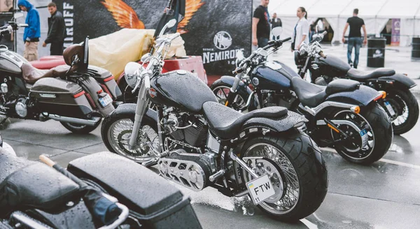 Motor Show Motorcycles Parked City Street Transport — Stockfoto