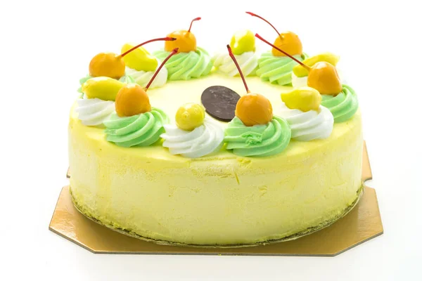 Ice cream mango cake isolated on white background