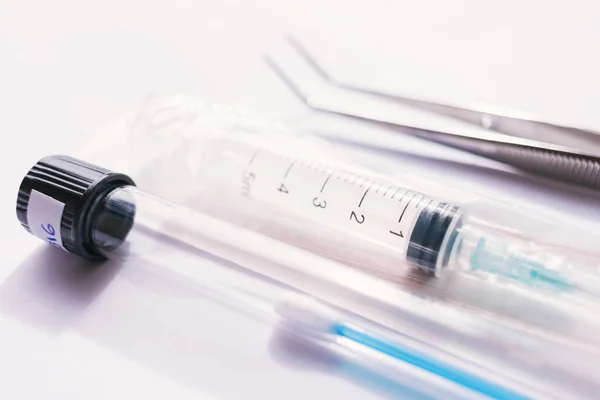 Syringe Test Swab White Background — Stockfoto