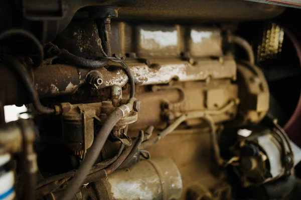 Old Dirty Tractor Engine Closeup — Fotografia de Stock