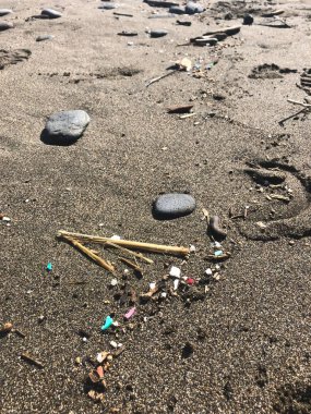 Sandy Beach, Maui Hawaii ABD 'deki Kayalar Arasında Mikro Plastik Kirliliği