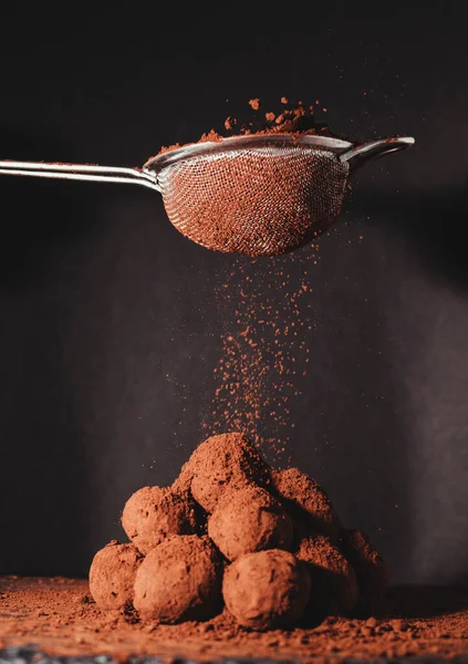 Delicious Dark Chocolate Truffles Dates — Foto Stock