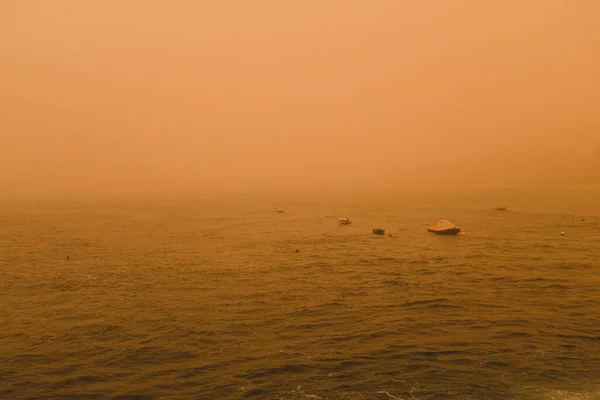 Orange Sky Sand Storm Medano Tenerife Canary Islands Spain — Stock Photo, Image