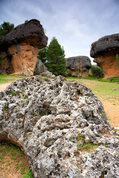 Afloramientos Piedra Caliza Erosionada Ciudad Encantada Ciudad Encantada Parque Serranía — Foto de Stock