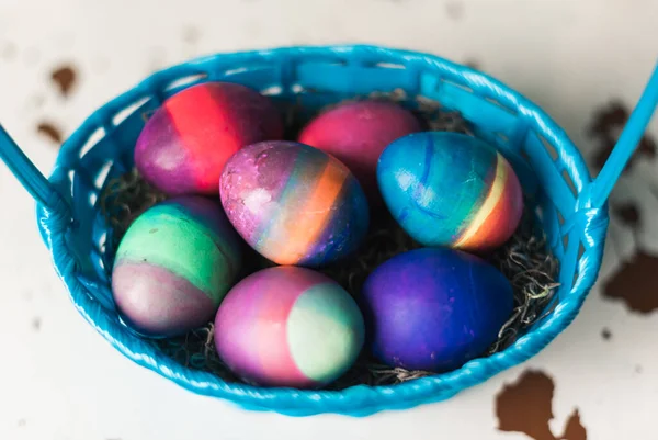 Huevos Pascua Cesta — Foto de Stock