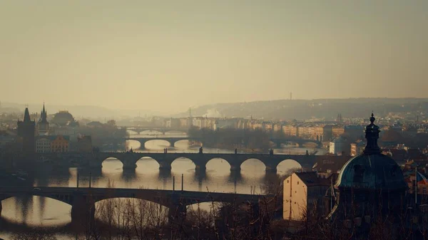 Prager Brücken Einem Neblig Kalten Morgen — Stockfoto