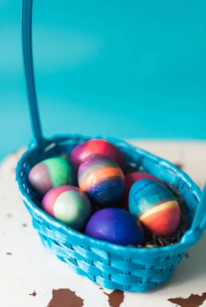 Huevos Pascua Cesta — Foto de Stock