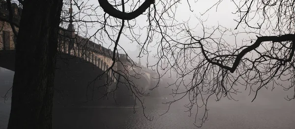 Ein Nebliger Nebel Ein Beruhigender Prager Morgen — Stockfoto
