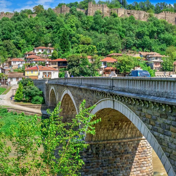 Bridge Yantra River Veliko Tarnovo Fortress Bulgaria Res Panoramic View — Stock Photo, Image